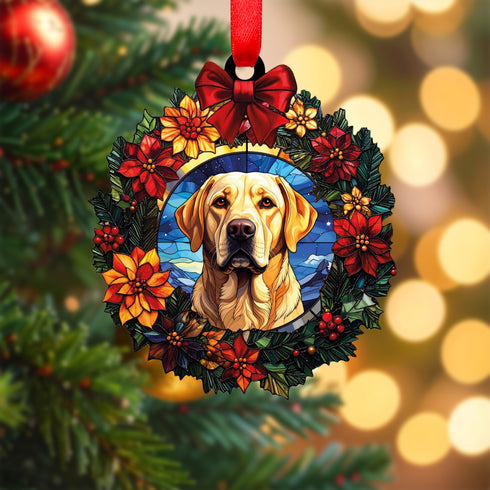Labrador Yellow Wreath Christmas Decoration